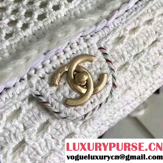Chanel Crochet Braid Cayo Coco Flap Bag A93680 White Cruise 2017 (KN-7010417 )