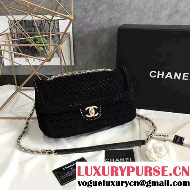 Chanel Crochet Braid Cayo Coco Flap Bag A93680 Black Cruise 2017 (KN-7010419 )