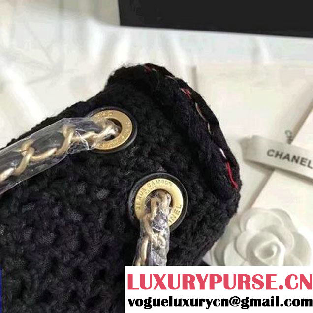 Chanel Crochet Braid Cayo Coco Flap Bag A93680 Black Cruise 2017 (KN-7010419 )
