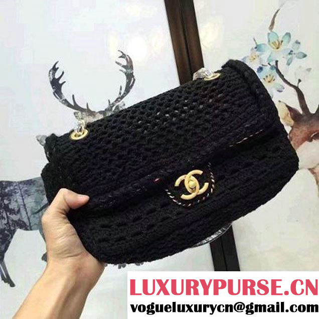 Chanel Crochet Braid Cayo Coco Flap Bag A93680 Black Cruise 2017 (KN-7010419 )