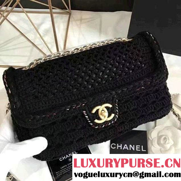 Chanel Crochet Braid Cayo Coco Flap Bag A93680 Black Cruise 2017 (KN-7010419 )