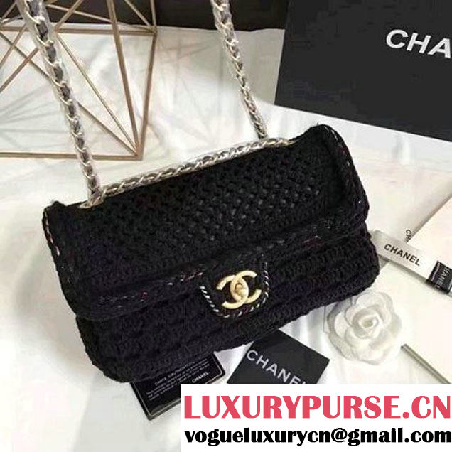 Chanel Crochet Braid Cayo Coco Flap Bag A93680 Black Cruise 2017 (KN-7010419 )