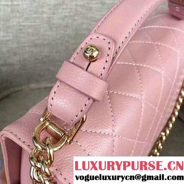 Chanel Label Click Top Handle Medium Flap Bag A93702 Pink 2017 (1A145-7010714 )