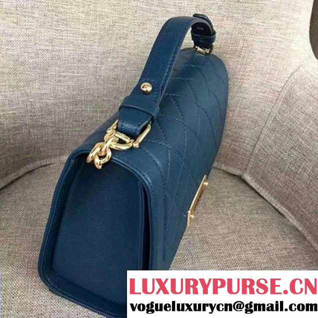 Chanel Label Click Top Handle Medium Flap Bag A93702 Blue 2017 (1A145-7010715 )