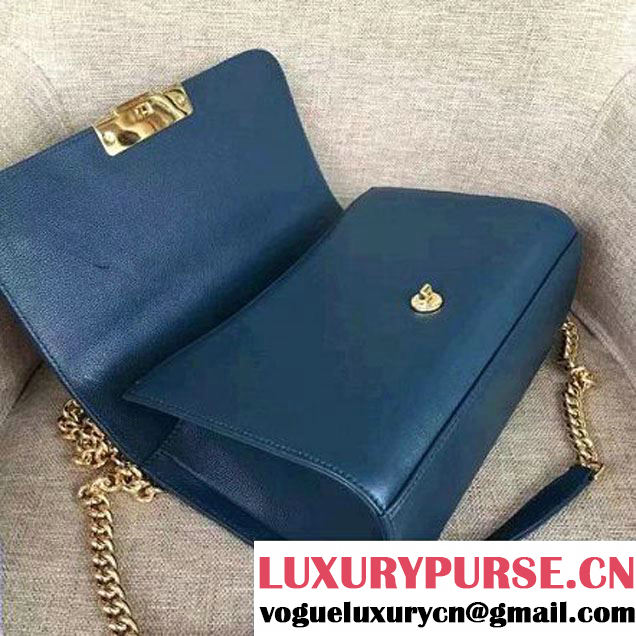 Chanel Label Click Top Handle Medium Flap Bag A93702 Blue 2017 (1A145-7010715 )