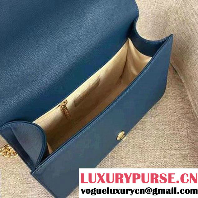 Chanel Label Click Top Handle Medium Flap Bag A93702 Blue 2017 (1A145-7010715 )