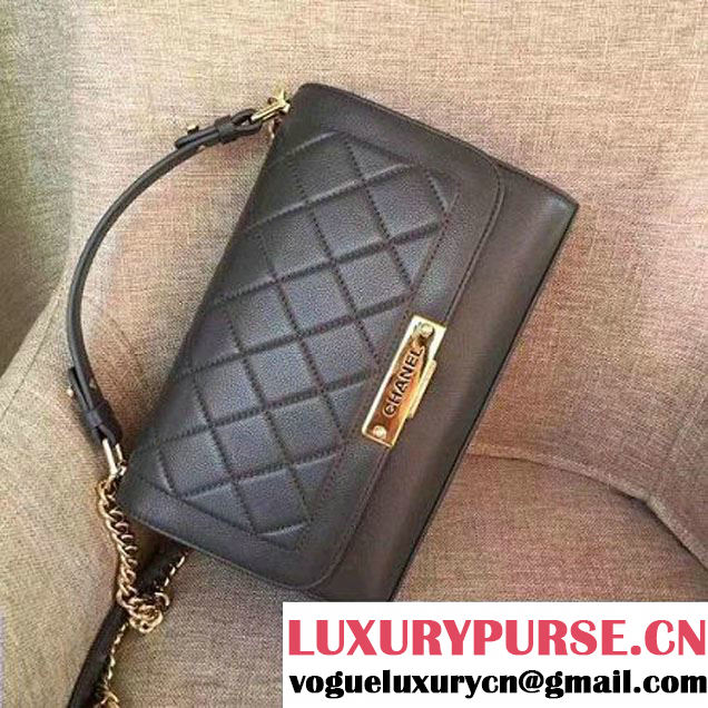 Chanel Label Click Top Handle Medium Flap Bag A93702 Deep Grey 2017 (1A145-7010716 )