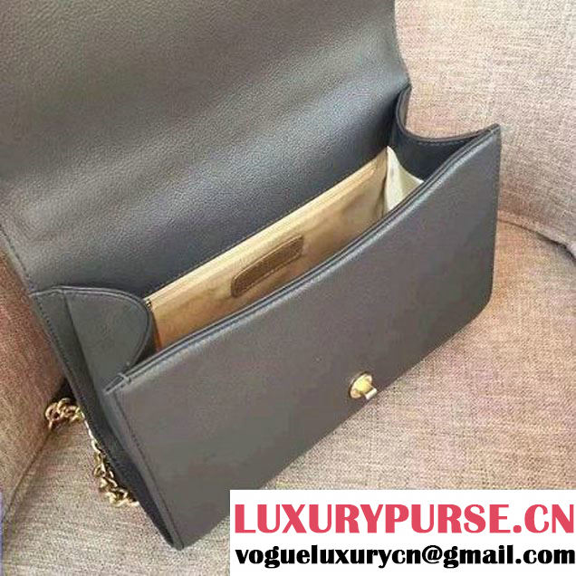 Chanel Label Click Top Handle Medium Flap Bag A93702 Deep Grey 2017 (1A145-7010716 )