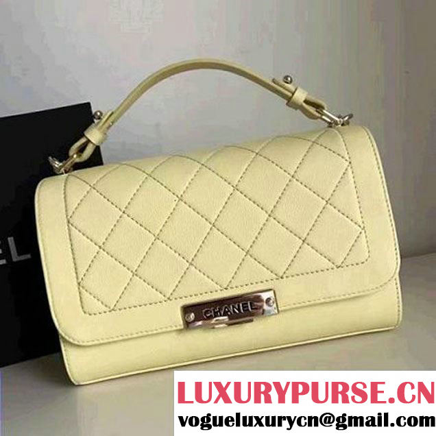 Chanel Label Click Top Handle Medium Flap Bag A93702 Bright Yellow 2017 (1A145-7010717 )