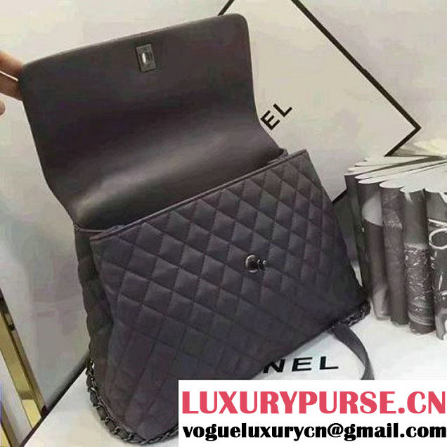 Chanel A93279 Large Lambskin Flap Bag With Handle Gray 2016 (AV-7020801 )