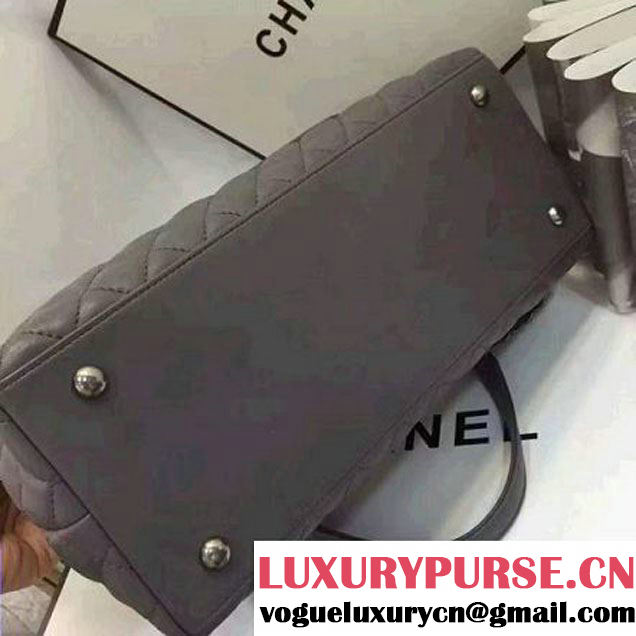Chanel A93279 Large Lambskin Flap Bag With Handle Gray 2016 (AV-7020801 )