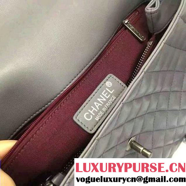 Chanel A93279 Large Lambskin Flap Bag With Handle Gray 2016 (AV-7020801 )