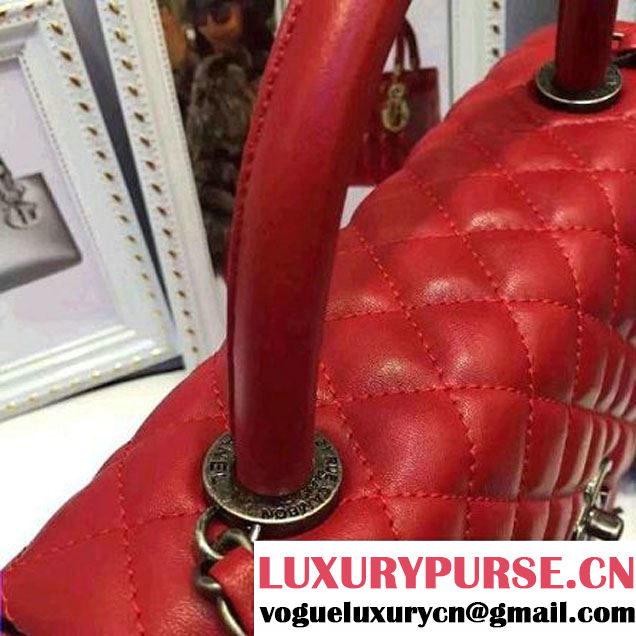 Chanel A93279 Large Lambskin Flap Bag With Handle Red 2016 (AV-7020802 )