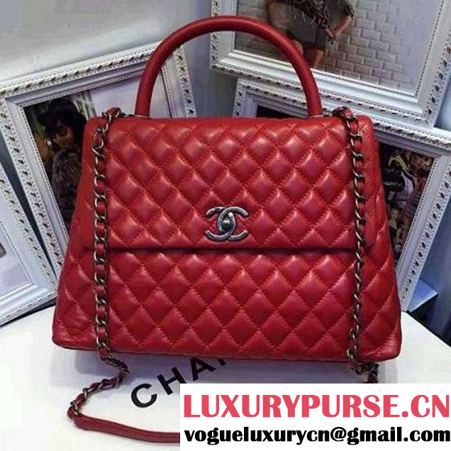 Chanel A93279 Large Lambskin Flap Bag With Handle Red 2016 (AV-7020802 )