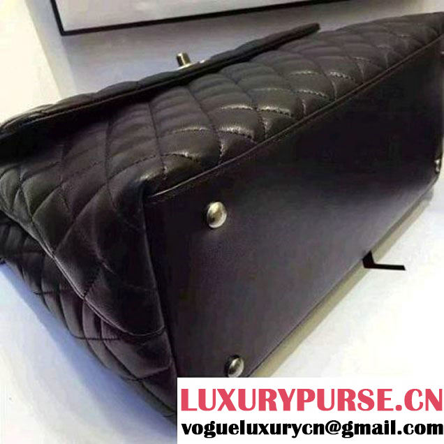 Chanel A93279 Large Lambskin Flap Bag With Handle Black 2016 (AV-7020803 )