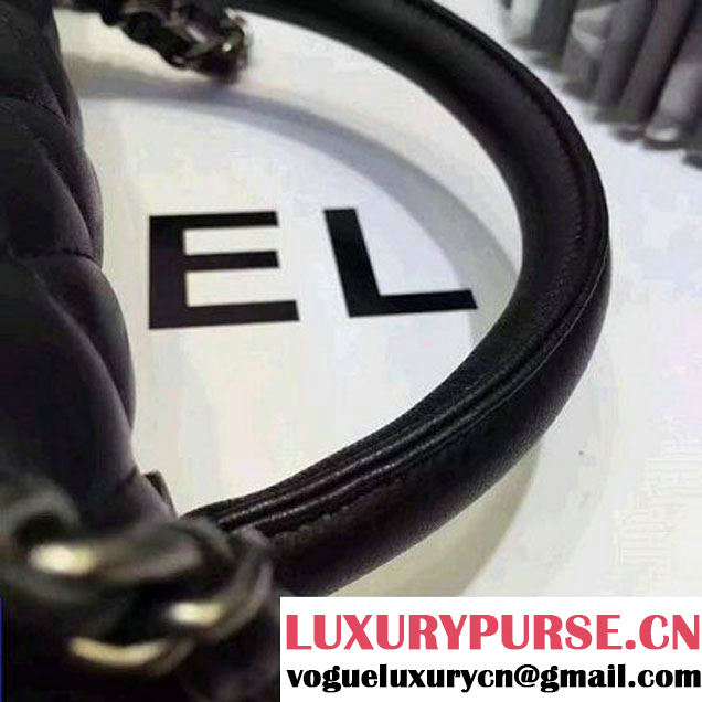Chanel A93279 Large Lambskin Flap Bag With Handle All Black 2016 (AV-7020804 )