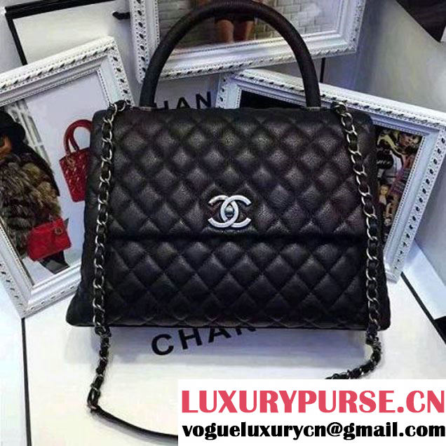 Chanel A93279 Large Grained Flap Bag With Handle Black 2016 (AV-7020805 )