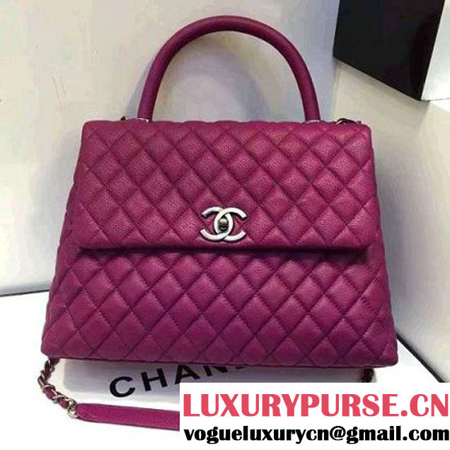 Chanel A93279 Large Grained Flap Bag With Handle Fuchsia 2016 (AV-7020806 )