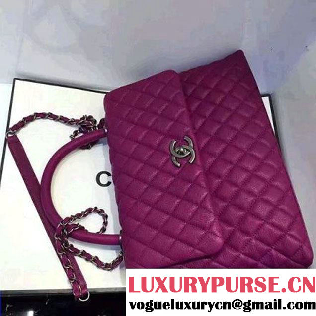 Chanel A93279 Large Grained Flap Bag With Handle Fuchsia 2016 (AV-7020806 )