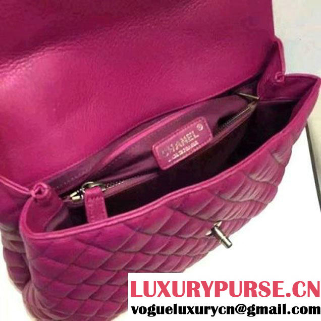 Chanel A93279 Large Grained Flap Bag With Handle Fuchsia 2016 (AV-7020806 )