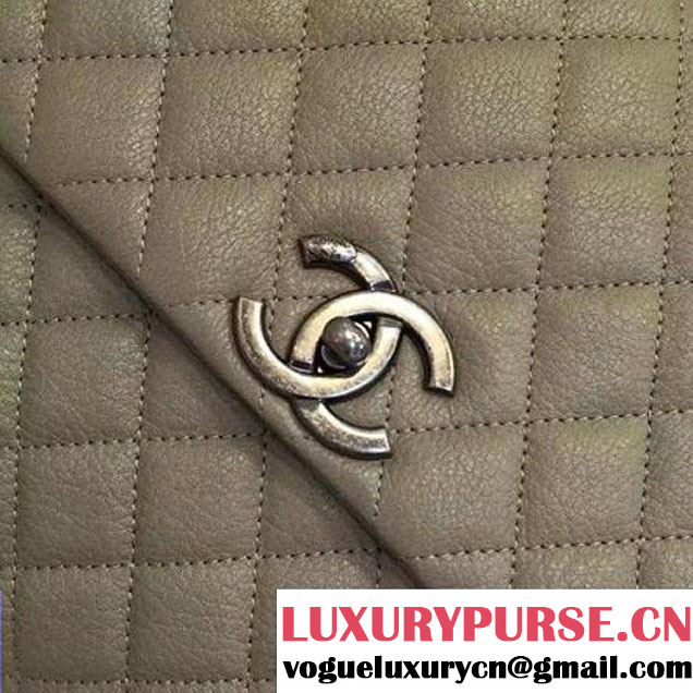 Chanel A93279 Large Grained Flap Bag With Handle Apricot 2016 (AV-7020807 )