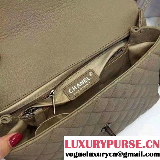 Chanel A93279 Large Grained Flap Bag With Handle Apricot 2016 (AV-7020807 )