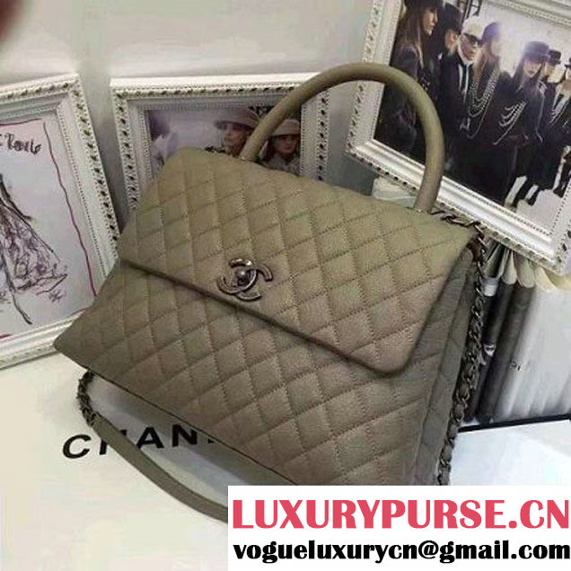 Chanel A93279 Large Grained Flap Bag With Handle Apricot 2016 (AV-7020807 )