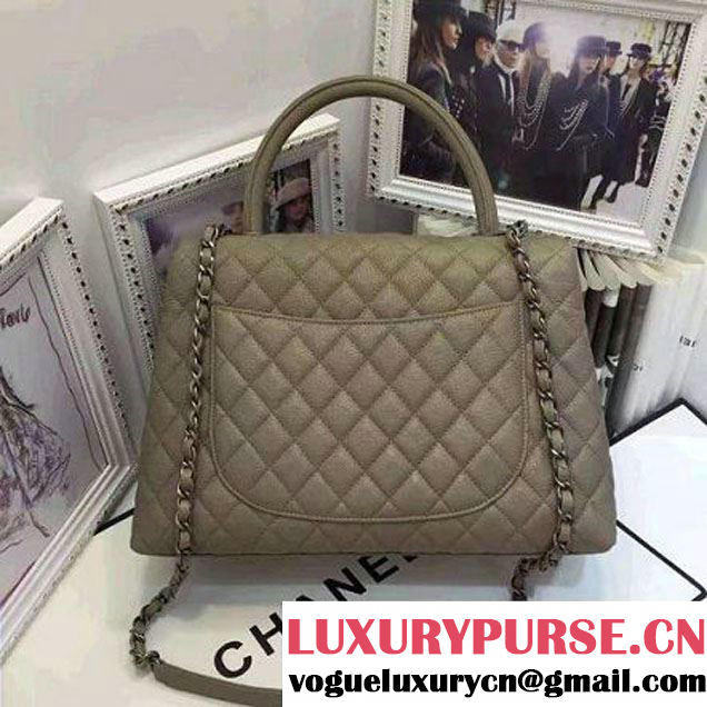 Chanel A93279 Large Grained Flap Bag With Handle Apricot 2016 (AV-7020807 )