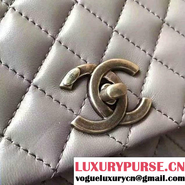 Chanel A93050 Small Lambskikn Flap Bag With Handle Gray 2016 (AV-7020808 )