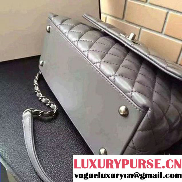 Chanel A93050 Small Lambskikn Flap Bag With Handle Gray 2016 (AV-7020808 )