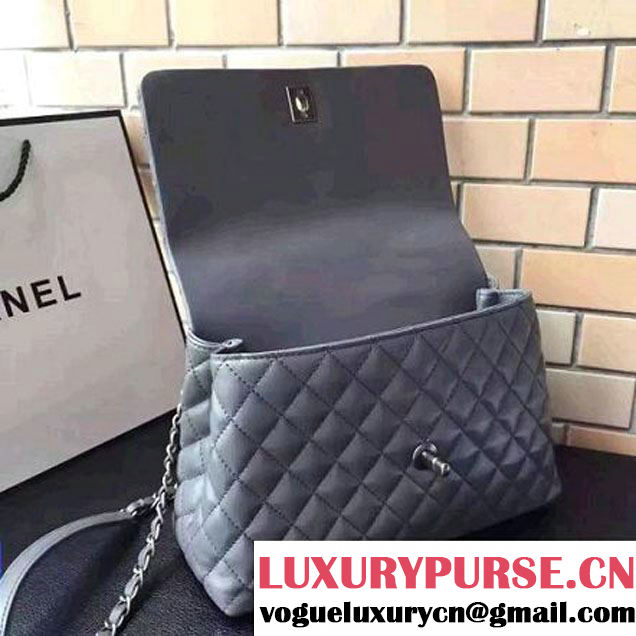 Chanel A93050 Small Lambskikn Flap Bag With Handle Gray 2016 (AV-7020808 )