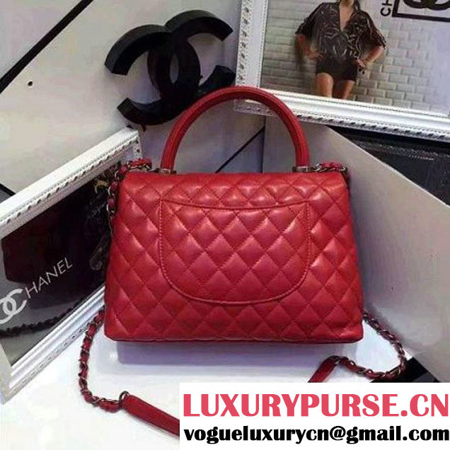 Chanel A93050 Small Lambskikn Flap Bag With Handle Red 2016 (AV-7020809 )