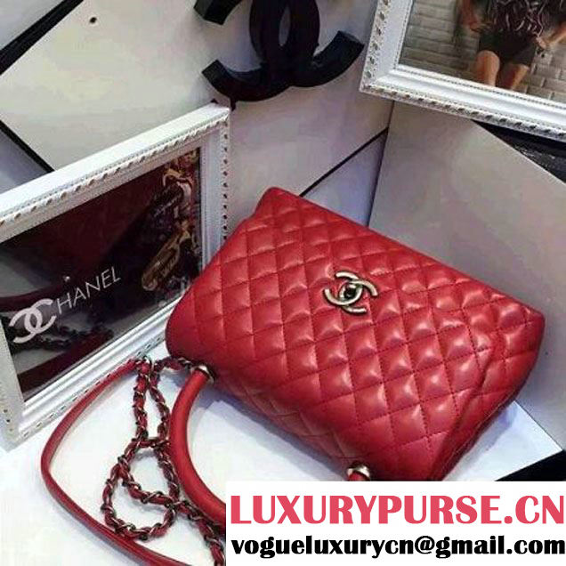 Chanel A93050 Small Lambskikn Flap Bag With Handle Red 2016 (AV-7020809 )