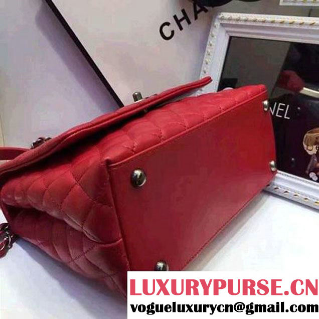 Chanel A93050 Small Lambskikn Flap Bag With Handle Red 2016 (AV-7020809 )