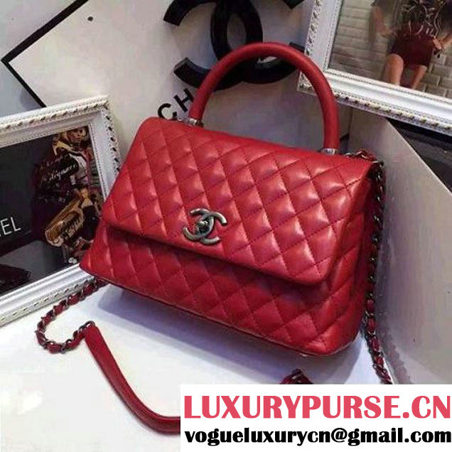 Chanel A93050 Small Lambskikn Flap Bag With Handle Red 2016 (AV-7020809 )
