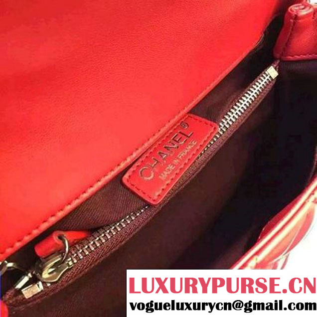 Chanel A93050 Small Lambskikn Flap Bag With Handle Red 2016 (AV-7020809 )