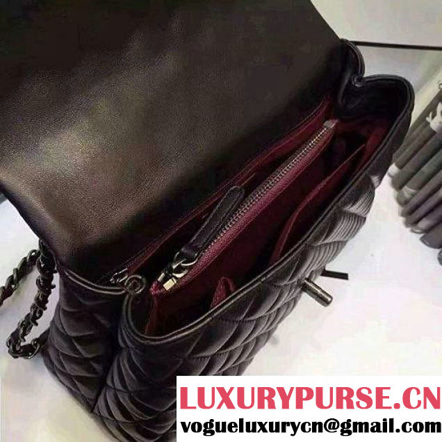 Chanel A93050 Small Lambskikn Flap Bag With Handle Black 2016 (AV-7020810 )