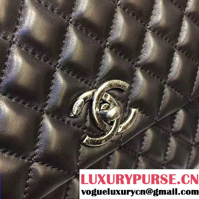 Chanel A93050 Small Lambskikn Flap Bag With Handle Black 2016 (AV-7020810 )