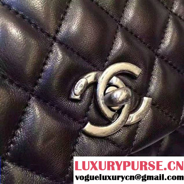Chanel A93050 Small Lambskikn Flap Bag With Handle All Black 2016 (AV-7020811 )