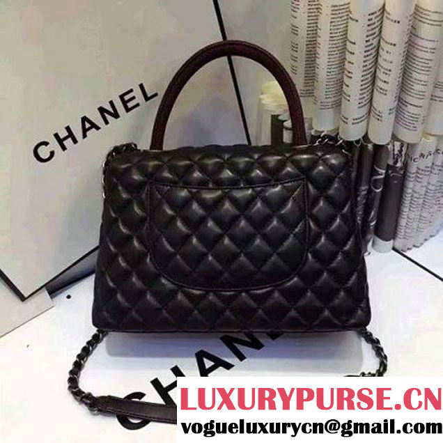 Chanel A93050 Small Lambskikn Flap Bag With Handle All Black 2016 (AV-7020811 )