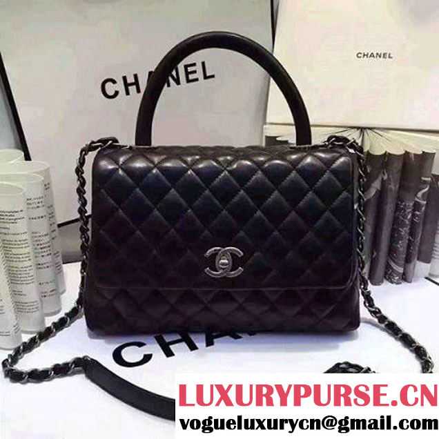 Chanel A93050 Small Lambskikn Flap Bag With Handle All Black 2016 (AV-7020811 )