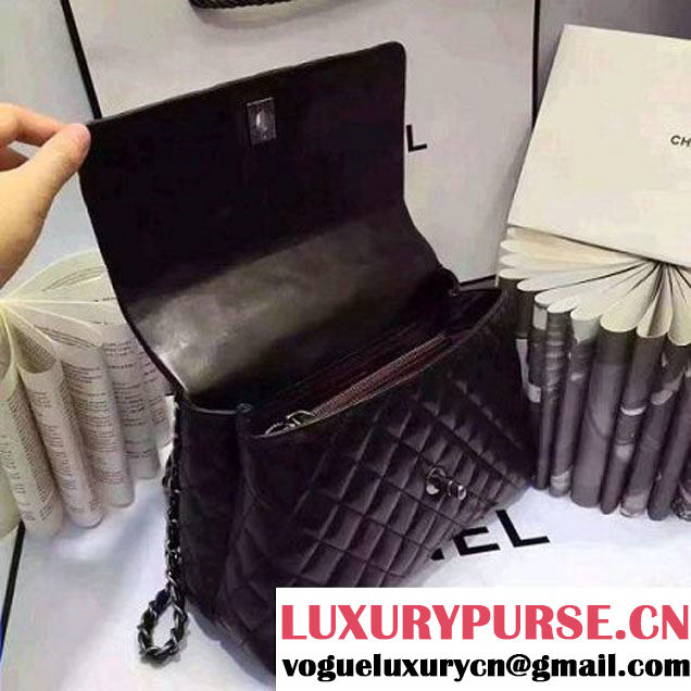 Chanel A93050 Small Lambskikn Flap Bag With Handle All Black 2016 (AV-7020811 )