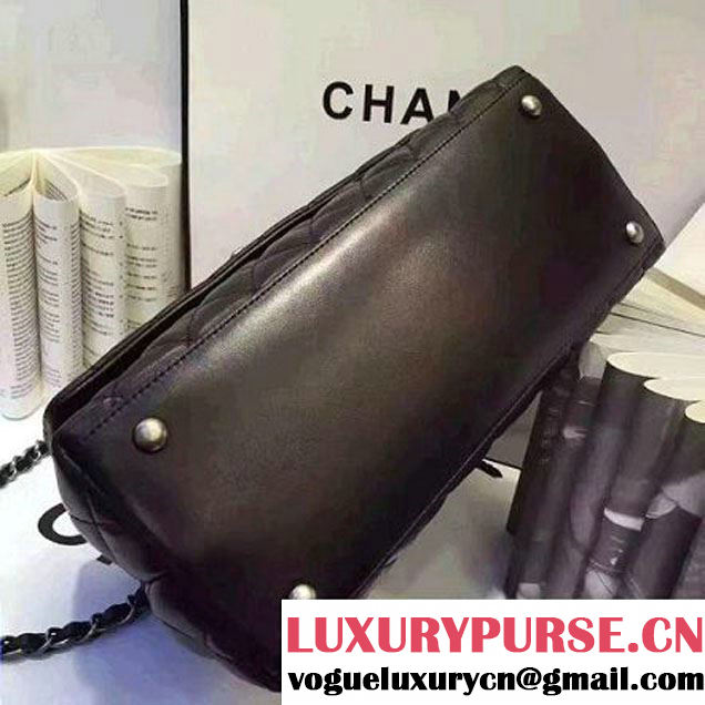 Chanel A93050 Small Lambskikn Flap Bag With Handle All Black 2016 (AV-7020811 )