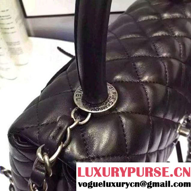 Chanel A93050 Small Lambskikn Flap Bag With Handle All Black 2016 (AV-7020811 )
