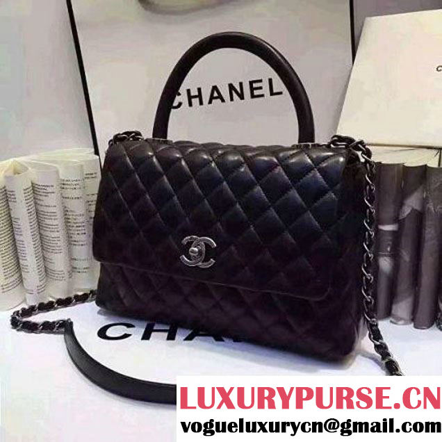 Chanel A93050 Small Lambskikn Flap Bag With Handle All Black 2016 (AV-7020811 )