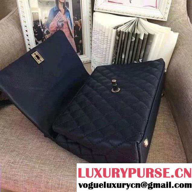 Chanel A93050 Small Caviar Calfskin Flap Bag With Handle Navy Blue 2016 (AV-7020812 )