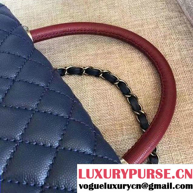 Chanel A93050 Small Caviar Calfskin Flap Bag With Handle Navy Blue 2016 (AV-7020812 )