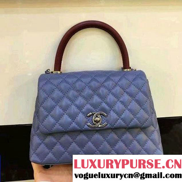 Chanel A93050 Small Caviar Calfskin Flap Bag With Handle Blue 2016 (AV-7020813 )