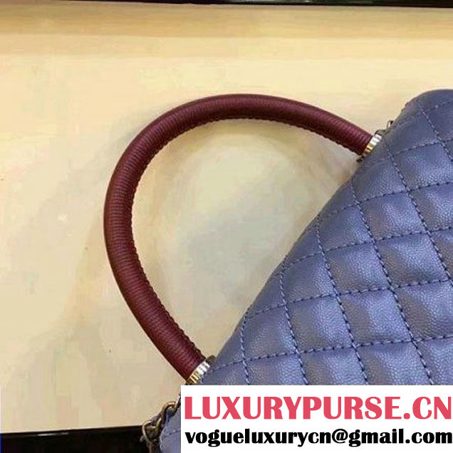 Chanel A93050 Small Caviar Calfskin Flap Bag With Handle Blue 2016 (AV-7020813 )