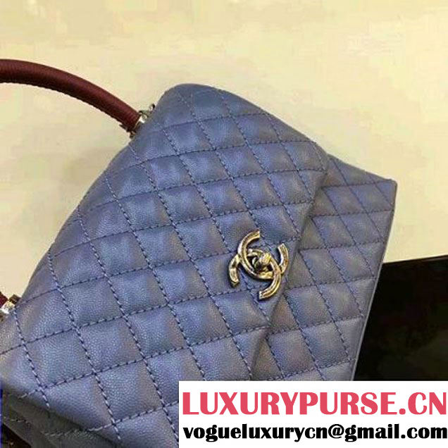 Chanel A93050 Small Caviar Calfskin Flap Bag With Handle Blue 2016 (AV-7020813 )